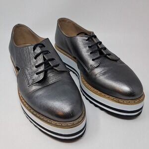 Summit White Mountain Brody Leather Oxford Size 38 US 7.5 Metallic Silver Shoes.